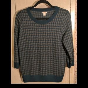 J. Crew Dark Green Houndstooth Sweater